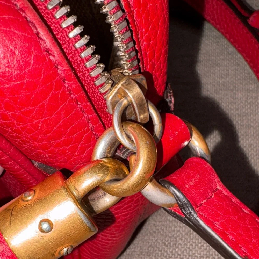 Authentic Gucci Soho Red Disco Leather Crossbody with Tassel